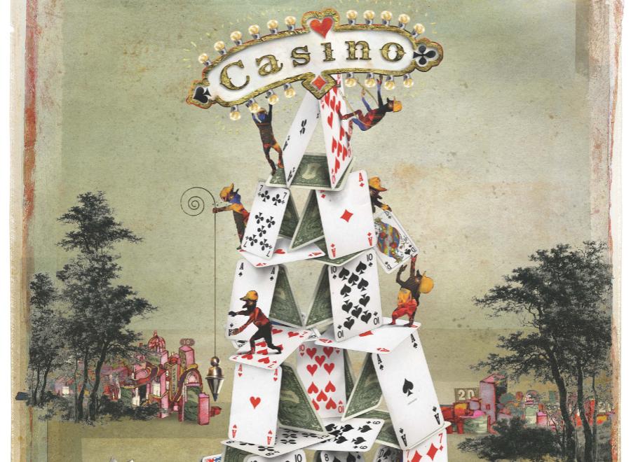 Illustration of stack of cards being built