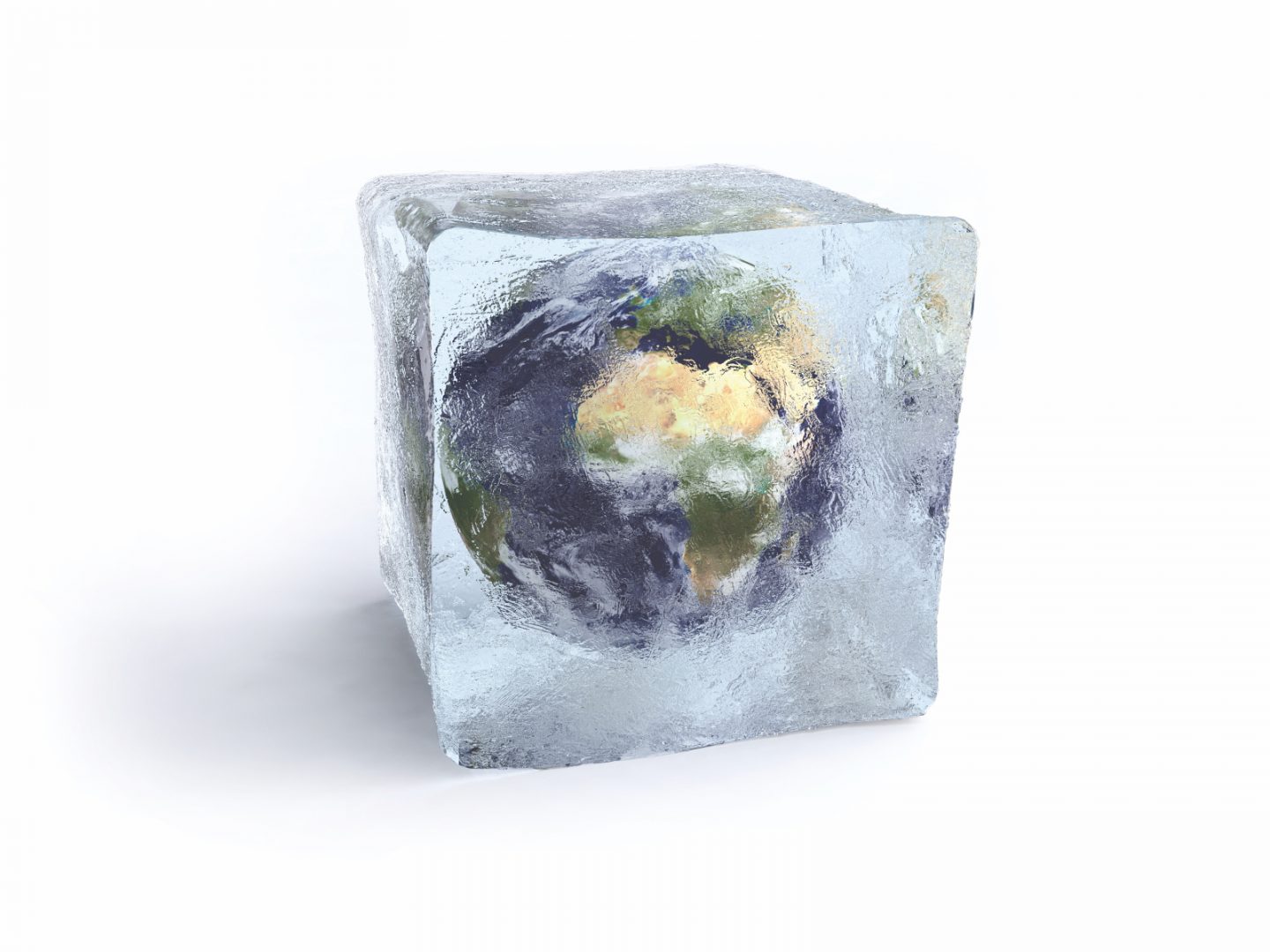 Globe in ice cube