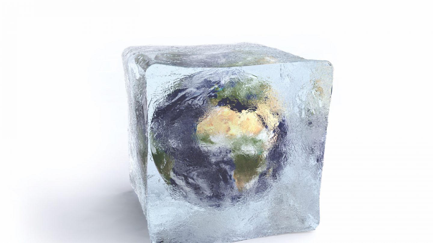 Globe in ice cube