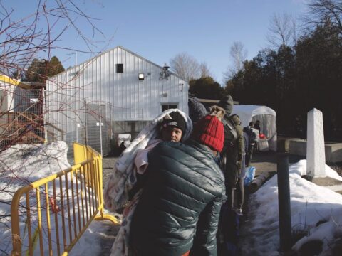 Asylum seeks cross into Canada.