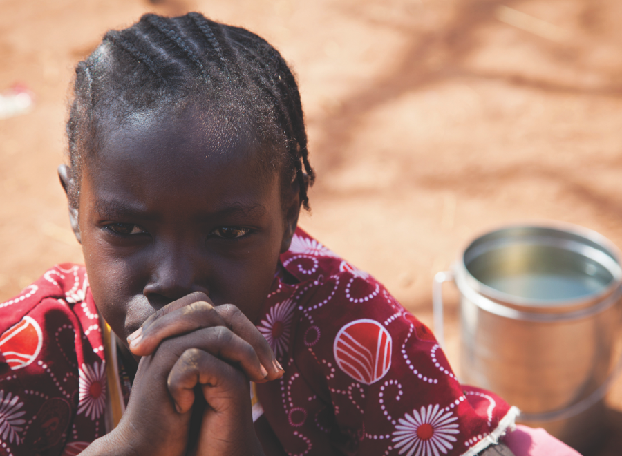 Black girl at refugee camp in South Sudan