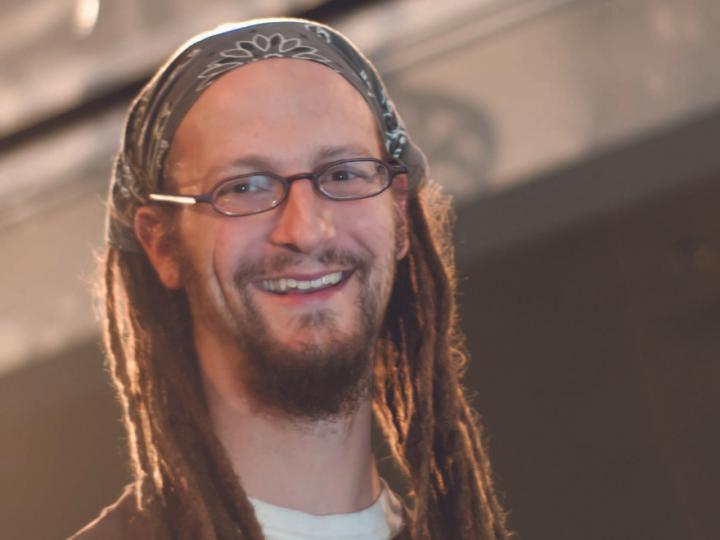 Young white man with dreadlocks