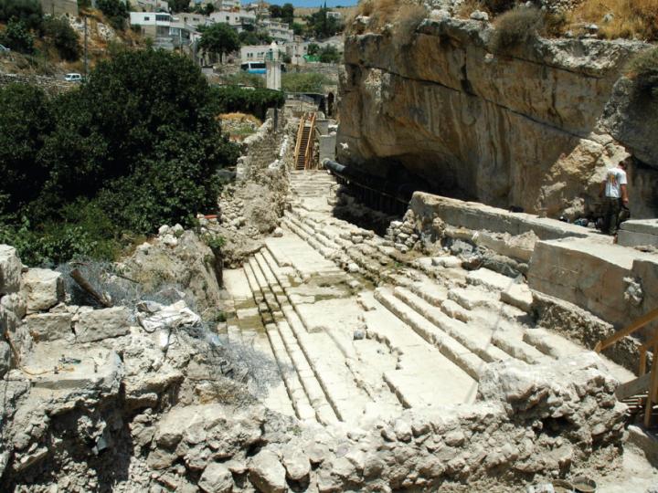 Archaeological excavation of ancient pool site