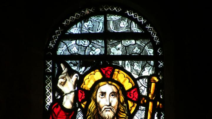 Stain glass image of Jesus