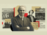Collage of two white men in suits, a cover of The Christian Guardian, a document that says, "Missions and the Indians", a group of Indigenous children in front of a chalkboard and a sign that says, "Looking unto Jesus" and a group of Indigenous people sitting