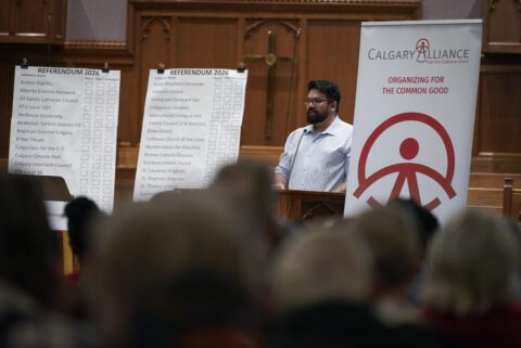 Man speaks to congregation